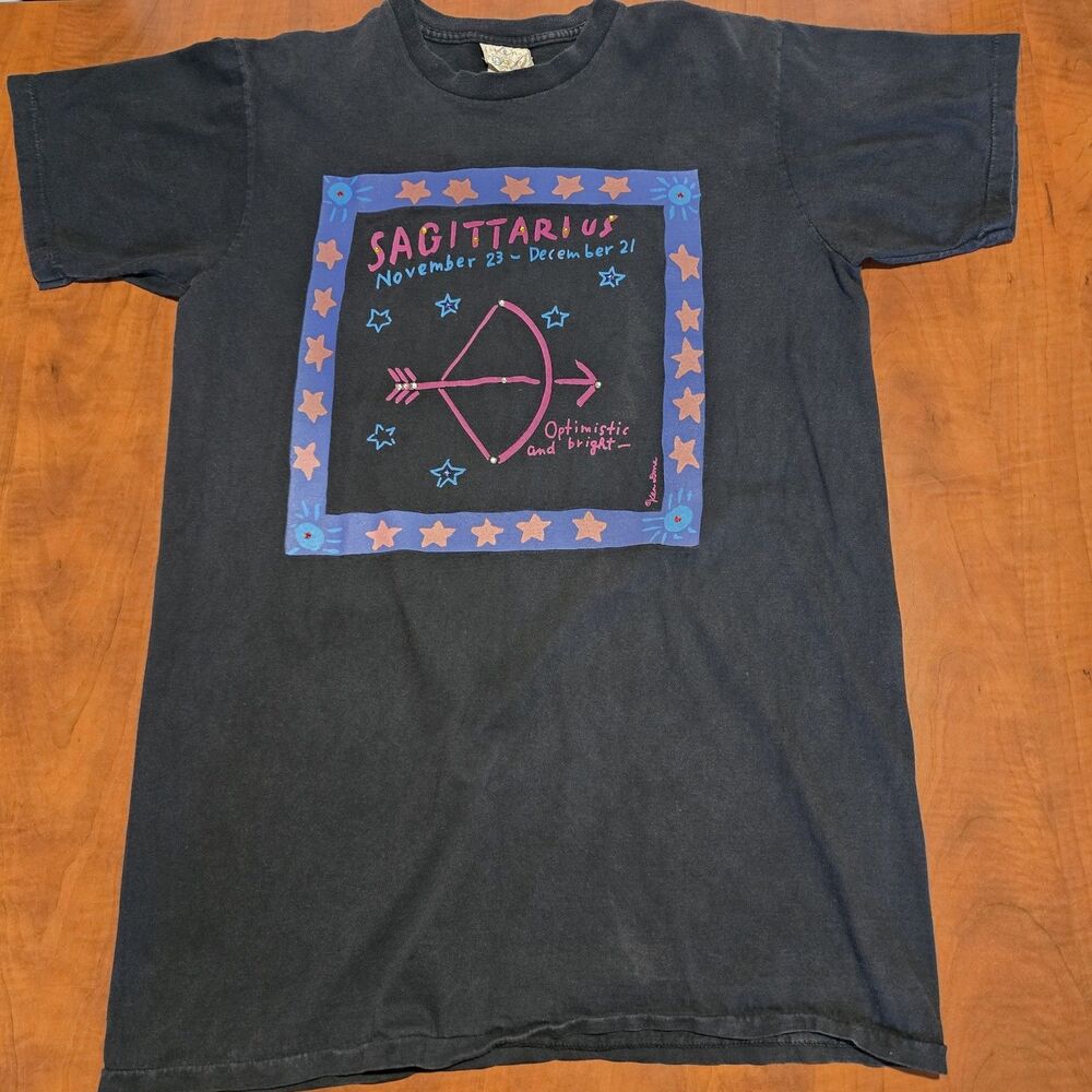 Ken Done Vintage Single Stitch Sagittarius Graphic Print Crew Neck Tee OS